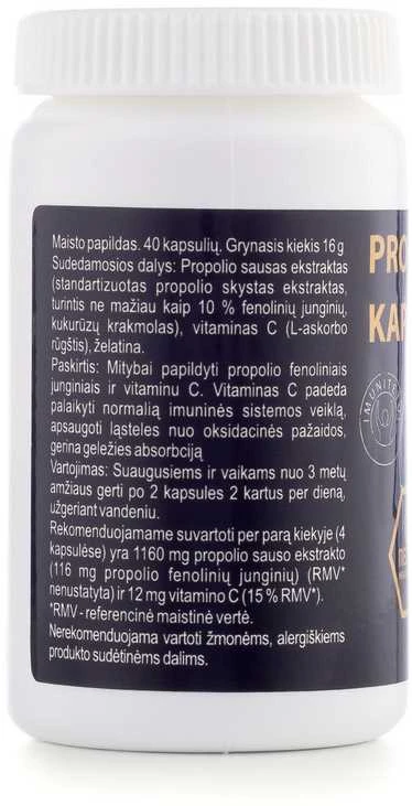 PROPOLIO KAPSULĖS, 40 kaps.