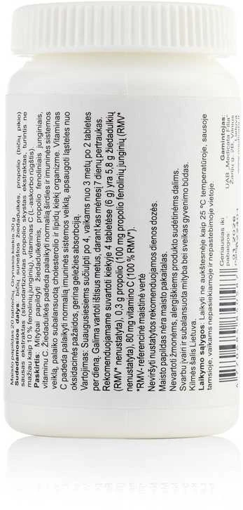 ŽIEDADULKIŲ TABLETĖS SU BIČIŲ PIKIU IR VITAMINU C, N20