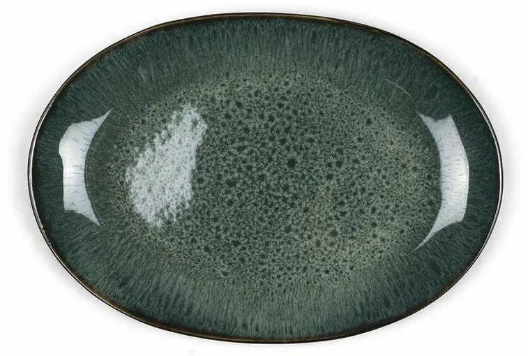 BITZ ovalus indas 36 x 25 cm, juodas/žalias