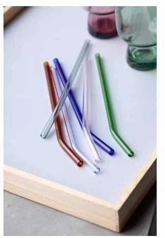 Lyngby Glas Lyngby stikliniai šiaudeliai su išlenkimu 4 vnt skaidrūs