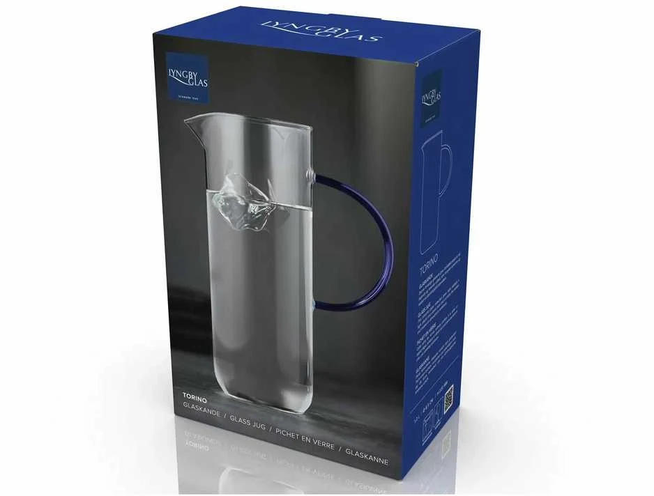 Lumarko Lyngby Glas stiklinis ąsotis Torino 1,1l, skaidrus/mėlynas