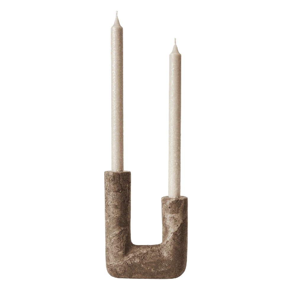 Muubs Žvakidė Minerva, travertinas (uoliena), 14,5x20 cm, titanium