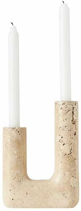 Muubs Žvakidė Minerva, travertinas (uoliena), 14,5x20 cm, creme