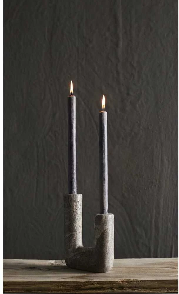 Muubs Žvakidė Minerva, travertinas (uoliena), 14,5x20 cm, titanium