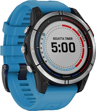 Išmanusis laikrodis Garmin Quatix 7 Base, Juodos spalvos apvadas su žydros spalvos silikoniniu dirželiu