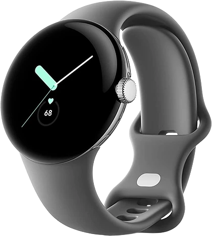 Išmanusis laikrodis Google Pixel Watch LTE 41mm Polished Sidabrinis Case with Sport Band – Charcoal