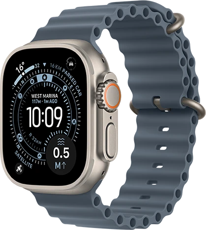 Išmanusis laikrodis Apple Watch Ultra 3 (2025) 5G 49mm Natural Titanium Case with Ocean Band – Anchor Mėlyna