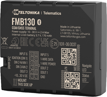 FMB130 2G TELTONIKA GPS SEKLYS, SIM kortelė: Nepridėti, Serveris : Nepridėti