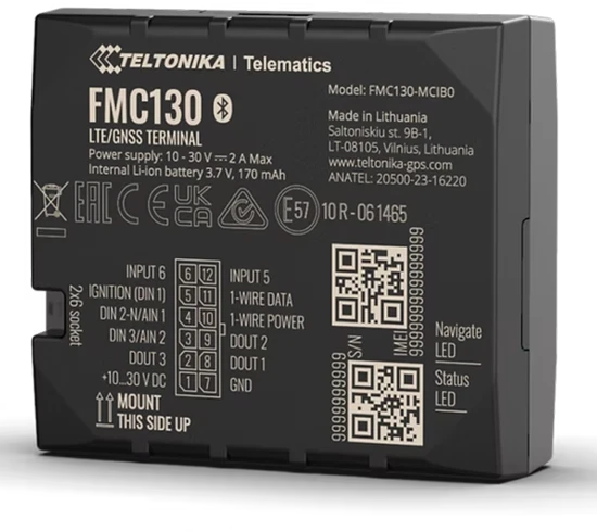 Maršrutizatorius „TELTONIKA TELEMATICS FMC130“ PAŽANGUS 4G LTE 1 KAT. SEKIMO ĮRENGINYS SU LANKSČIAIS ĮĖJIMAIS