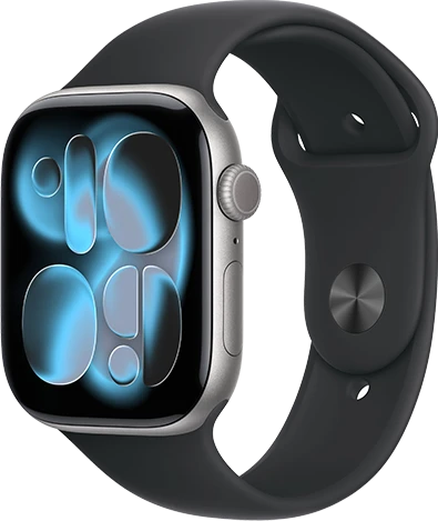 Išmanusis laikrodis Apple Watch 11 GPS + Cellular 46mm Kosminė pilka Alu Sportinė apyrankė M/L Violetinė (MFCA4ZR/A)