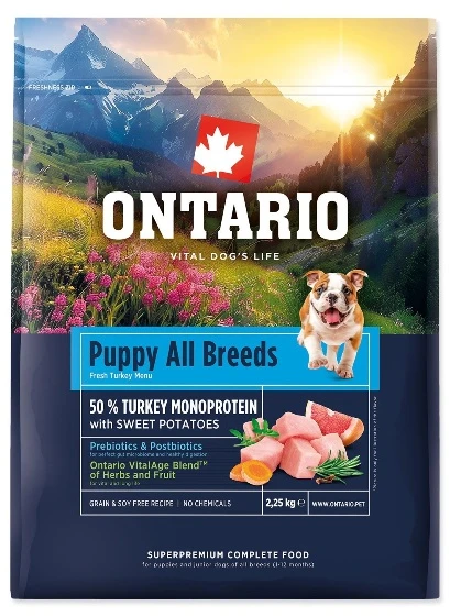 Ontario Puppy All Breeds Monoprotein kalakutiena & Sweet potatoes 2,25kg