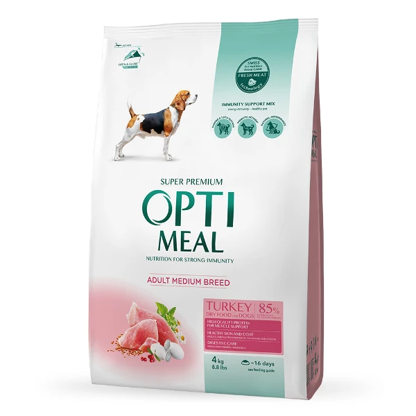 OPTIMEAL maistas vidutinių veislių šunims su kalakutiena, 4kg