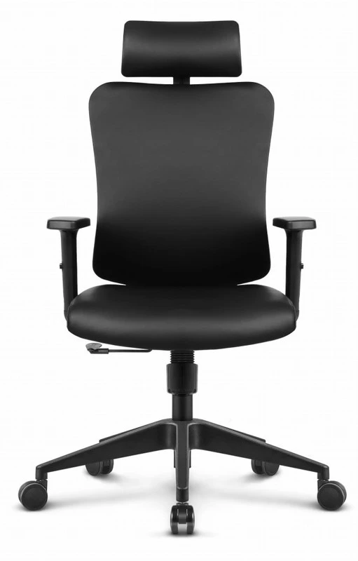 Hells Chair Biuro kėdė su 3D juosmens atrama ir 2D galvos atrama, silikoninė dirbtinė oda, juoda