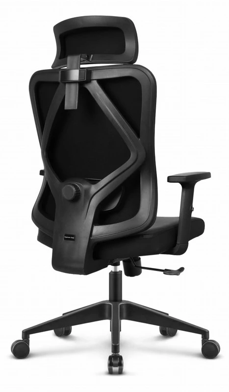 Hells Chair Biuro kėdė su 3D juosmens atrama ir 2D galvos atrama, silikoninė dirbtinė oda, juoda