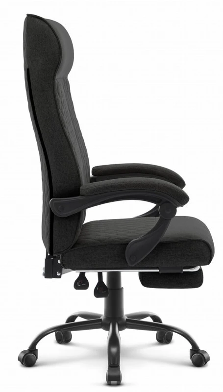 Hells Chair Biuro kėdė su kojų atrama ir spyruokline sėdyne, audinys, juoda