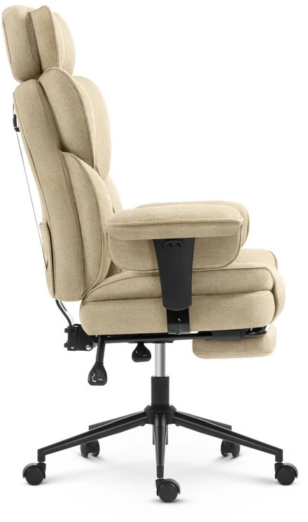Hells Chair Biuro kėdė su kojų atrama ir reguliuojamais porankiais, audinys, smėlio