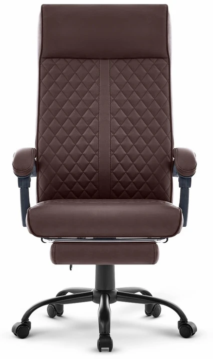 Hells Chair Biuro kėdė su kojų atrama ir spyruokline sėdyne, dirbtinė oda, ruda
