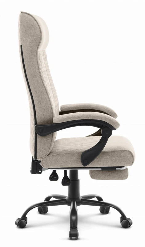 Hells Chair Biuro kėdė su kojų atrama ir spyruokline sėdyne, audinys, smėlio