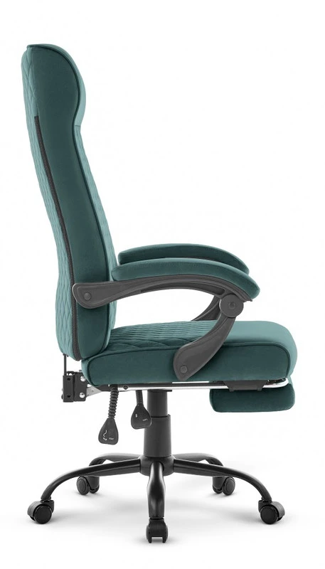 Hells Chair Biuro kėdė su kojų atrama ir spyruokline sėdyne, audinys, žalia