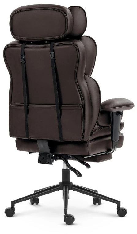 Hells Chair Biuro kėdė su kojų atrama ir reguliuojamais porankiais, dirbtinė oda, ruda