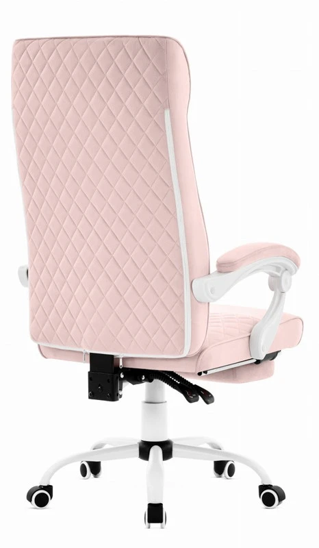Hells Chair Biuro kėdė su kojų atrama ir spyruokline sėdyne, audinys, rožinė