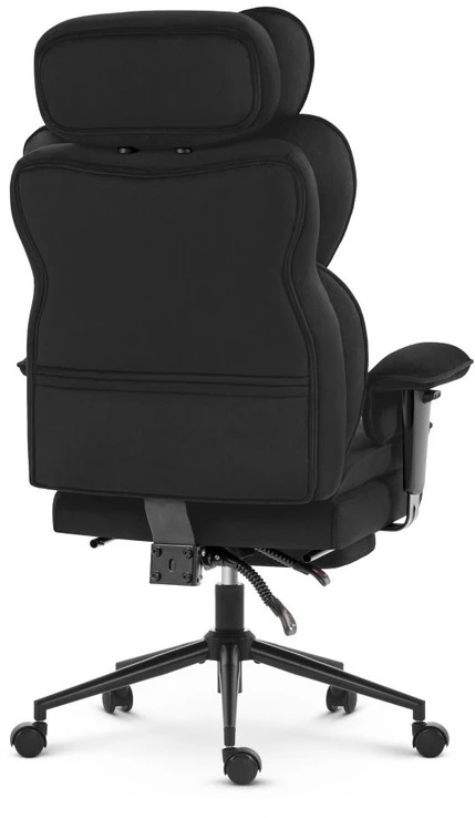 Hells Chair Biuro kėdė su kojų atrama ir reguliuojamais porankiais, veliūrinis audinys, juoda