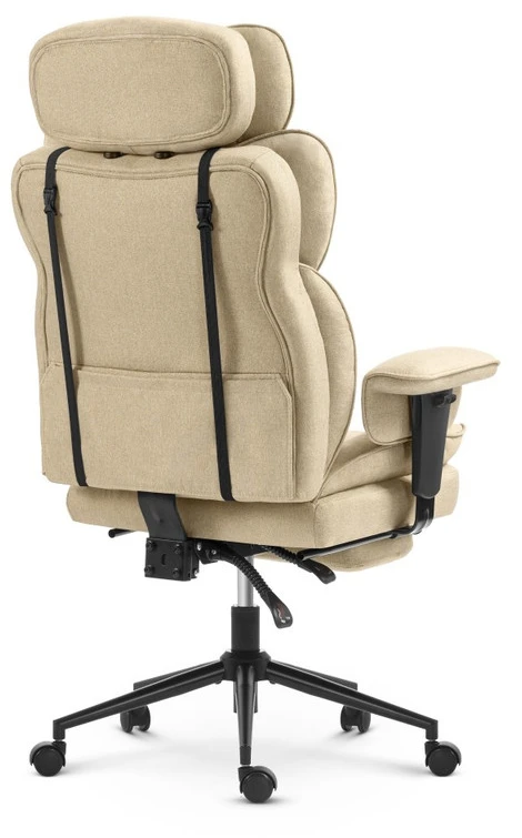 Hells Chair Biuro kėdė su kojų atrama ir reguliuojamais porankiais, audinys, smėlio