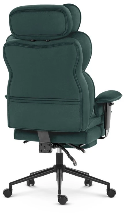 Hells Chair Biuro kėdė su kojų atrama ir reguliuojamais porankiais, veliūrinis audinys, žalia