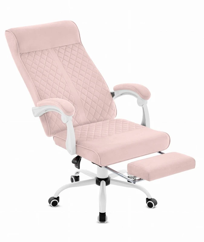 Hells Chair Biuro kėdė su kojų atrama ir spyruokline sėdyne, audinys, rožinė