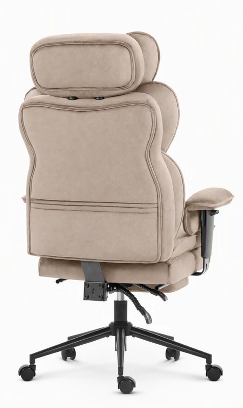 Hells Chair Biuro kėdė su kojų atrama ir reguliuojamais porankiais, veliūrinis audinys, pilkšvai ruda