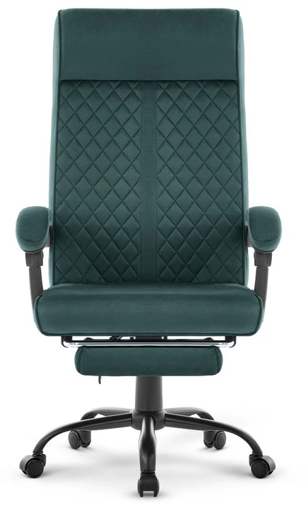 Hells Chair Biuro kėdė su kojų atrama ir spyruokline sėdyne, audinys, žalia