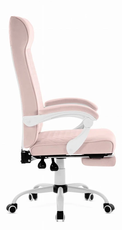 Hells Chair Biuro kėdė su kojų atrama ir spyruokline sėdyne, audinys, rožinė