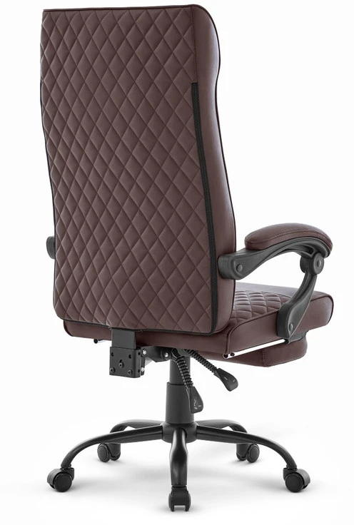 Hells Chair Biuro kėdė su kojų atrama ir spyruokline sėdyne, dirbtinė oda, ruda