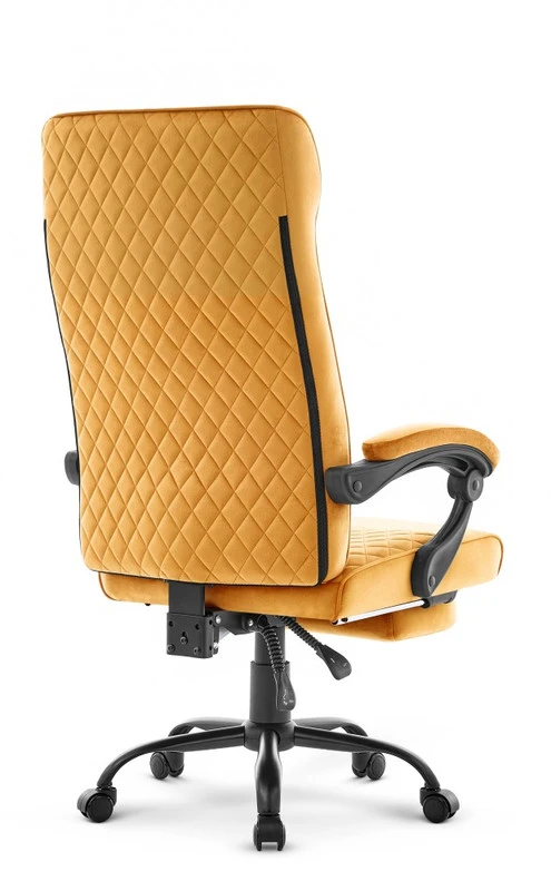 Hells Chair Biuro kėdė su kojų atrama ir spyruokline sėdyne, audinys, garstyčių geltona