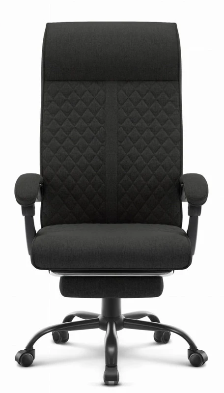 Hells Chair Biuro kėdė su kojų atrama ir spyruokline sėdyne, audinys, juoda