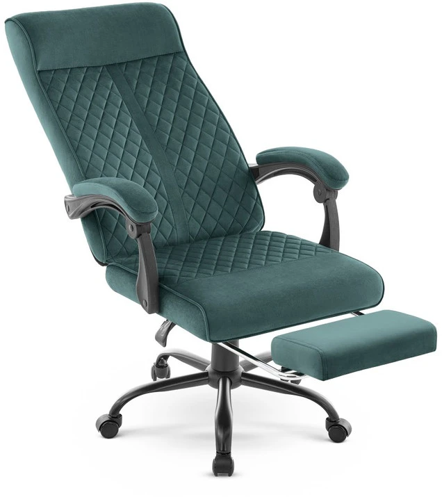 Hells Chair Biuro kėdė su kojų atrama ir spyruokline sėdyne, audinys, žalia