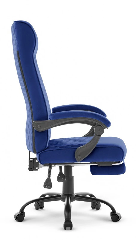 Hells Chair Biuro kėdė su kojų atrama ir spyruokline sėdyne, audinys, tamsiai mėlyna