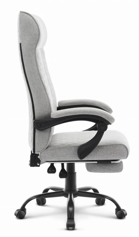 Hells Chair Biuro kėdė su kojų atrama ir spyruokline sėdyne, audinys, pilka