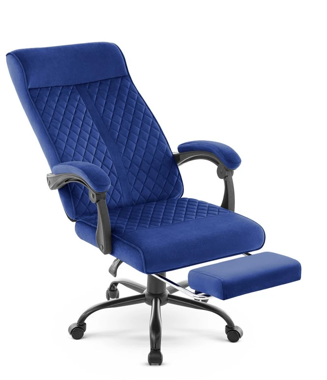 Hells Chair Biuro kėdė su kojų atrama ir spyruokline sėdyne, audinys, tamsiai mėlyna
