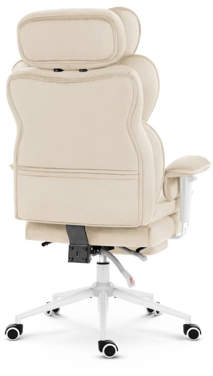 Hells Chair Biuro kėdė su kojų atrama ir reguliuojamais porankiais, veliūrinis audinys, smėlio