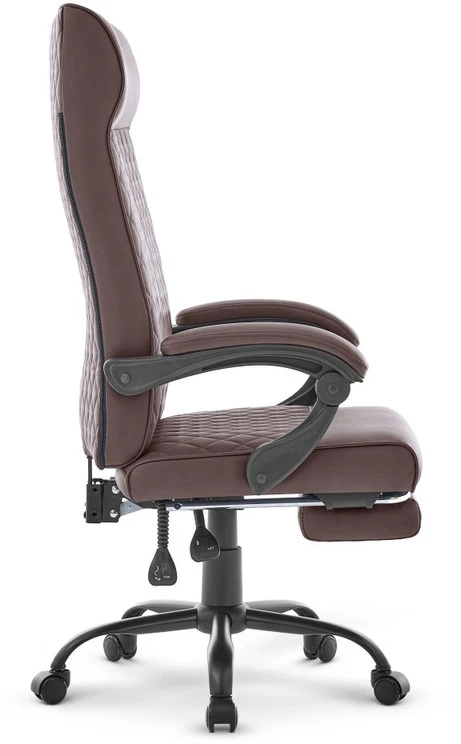 Hells Chair Biuro kėdė su kojų atrama ir spyruokline sėdyne, dirbtinė oda, ruda