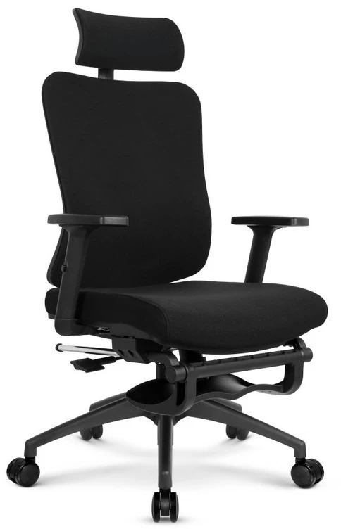 Hells Chair Biuro kėdė su kojų atrama, spyruokline sėdyne ir 3D juosmens atrama, juoda