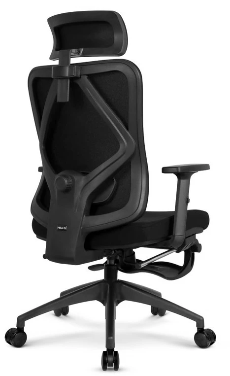 Hells Chair Biuro kėdė su kojų atrama, spyruokline sėdyne ir 3D juosmens atrama, juoda