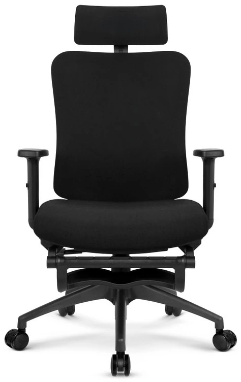 Hells Chair Biuro kėdė su kojų atrama, spyruokline sėdyne ir 3D juosmens atrama, juoda