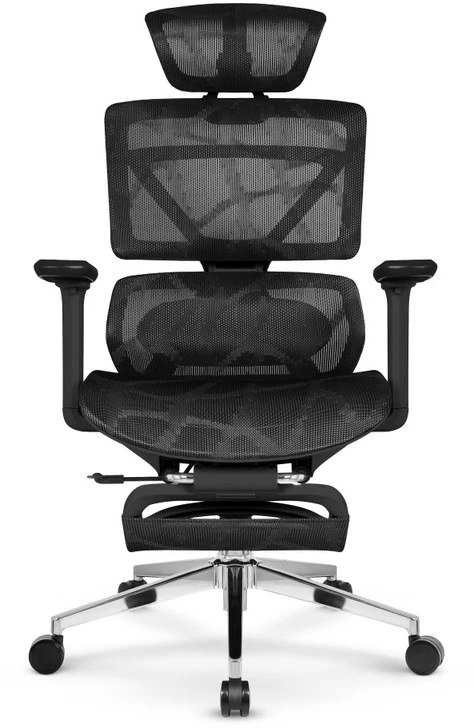 Hells Chair Biuro kėdė su masažuokliu, 4D porankiais ir kojų atrama, juoda