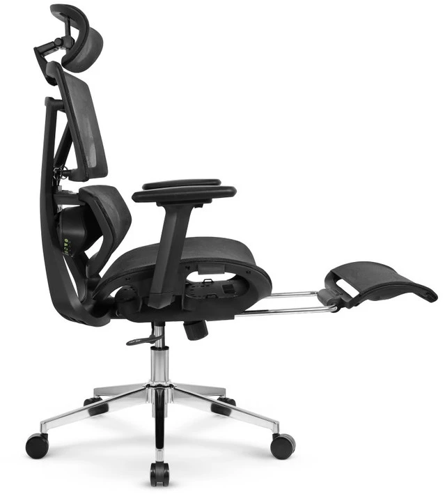 Hells Chair Biuro kėdė su masažuokliu, 4D porankiais ir kojų atrama, juoda