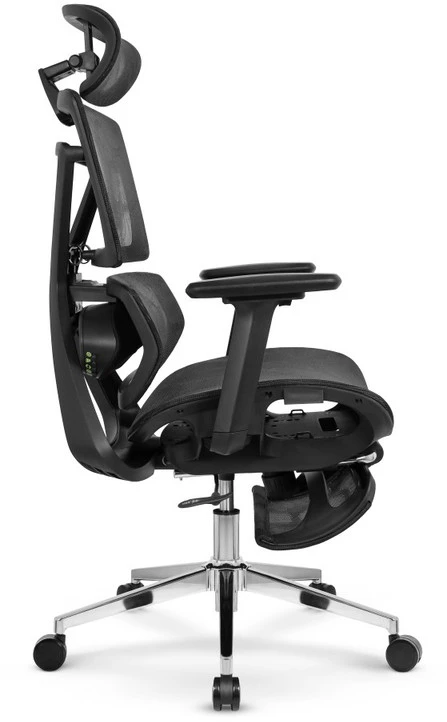 Hells Chair Biuro kėdė su masažuokliu, 4D porankiais ir kojų atrama, juoda