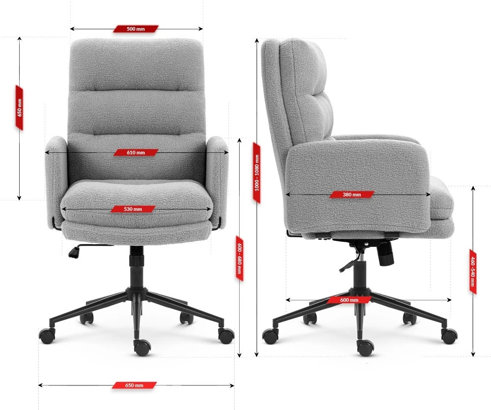 Hells Chair Biuro kėdė su minkštu tekstūriniu apmušalu ir TILT, iki 120 kg, pilka