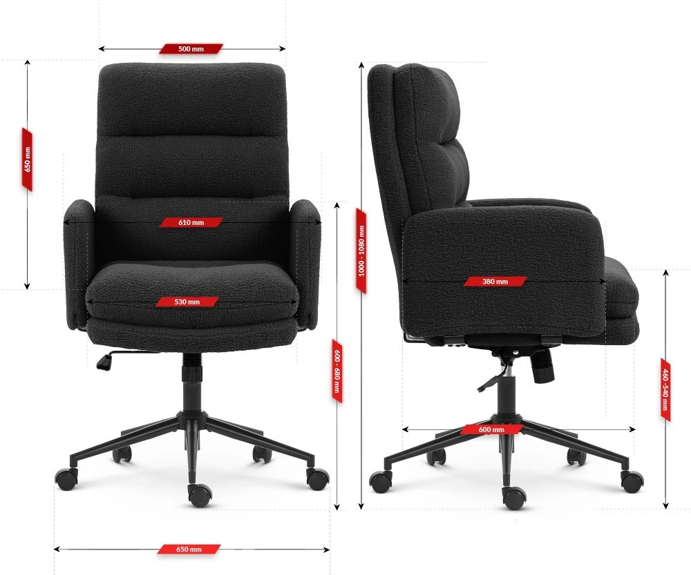 Hells Chair Biuro kėdė su minkštu tekstūriniu apmušalu ir TILT, iki 120 kg, juoda