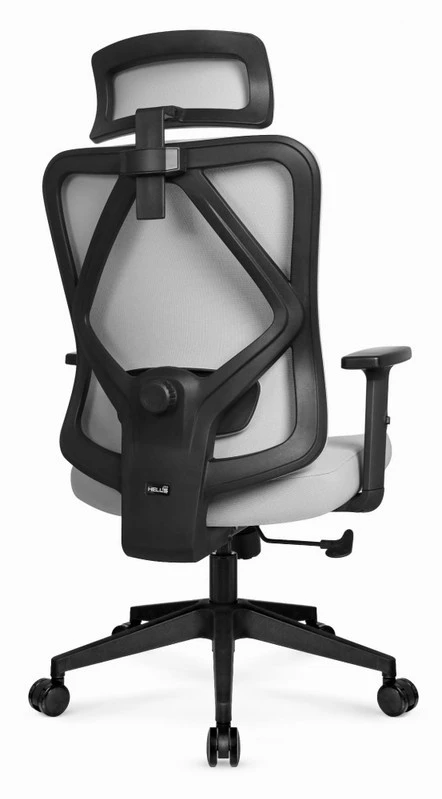 Hells Chair Biuro kėdė su spyruokline sėdyne ir 3D juosmens atrama, audinio apmušalas, pilka